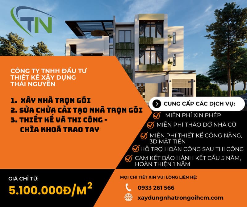 đơn vị thiết kế và thi công nhà trọn gói tại TPHCM